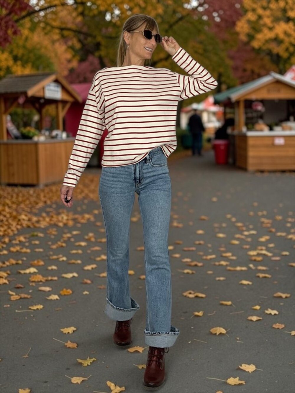 Evereve Faherty Sport Jersey Boatneck Top XS Atlantic Clay Stripe